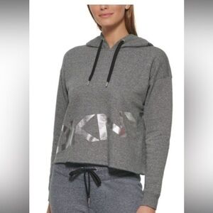 Dkny Sport Women's Heather Cotton Metallic-Graphic Pullover Hoodie